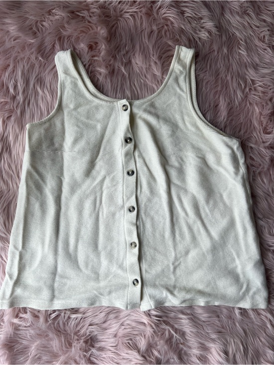 Madewell Tops - 100% Cotton Madewell Cream Button-Front Ribbed Tank Plus Size